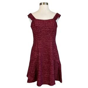 Betsy & Adam Mini Fit and Flare Cocktail Dress Sparkly Burgundy Red Size 10